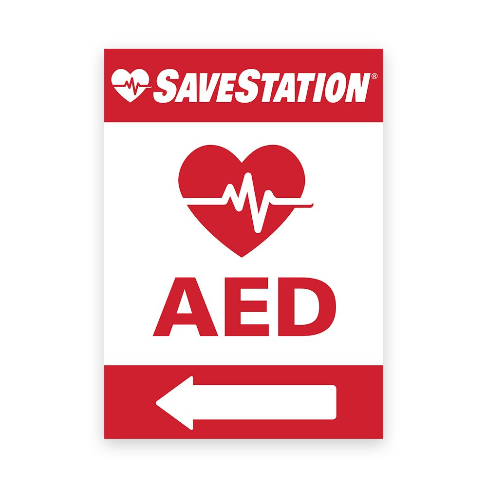 SaveStation Indoor AED Directional Sign, Left, Indoor | First Aid Supply Stores