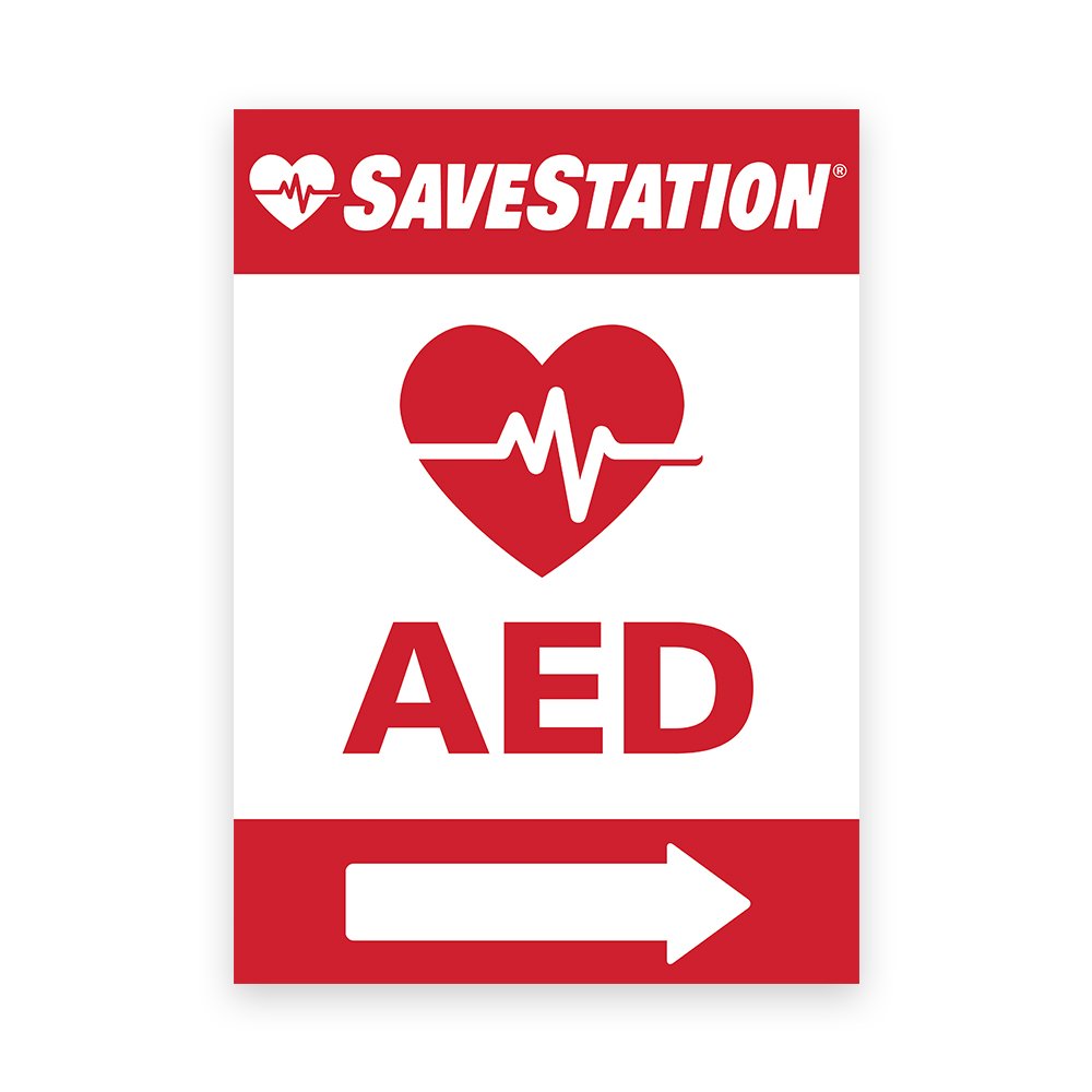 SaveStation Indoor AED Directional Sign, Right, Indoor | First Aid Supply Stores